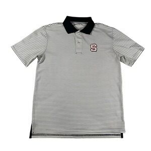 Southern Tide NC State Wolfpack Mens Small Striped Performance Polo Shirt White